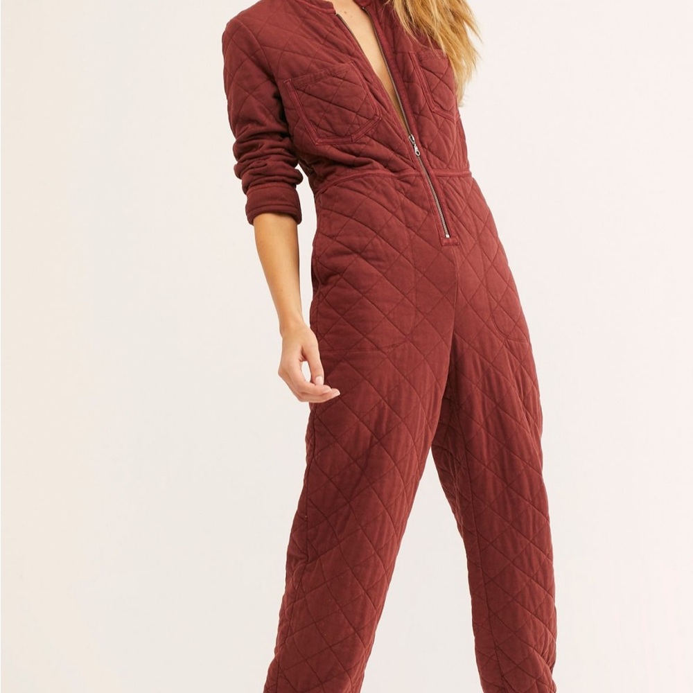 Quilted Burgundy Jumpsuit